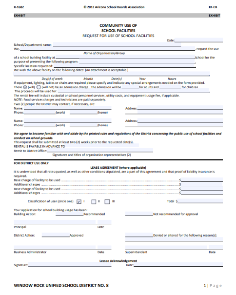 Facility Usage Request Form